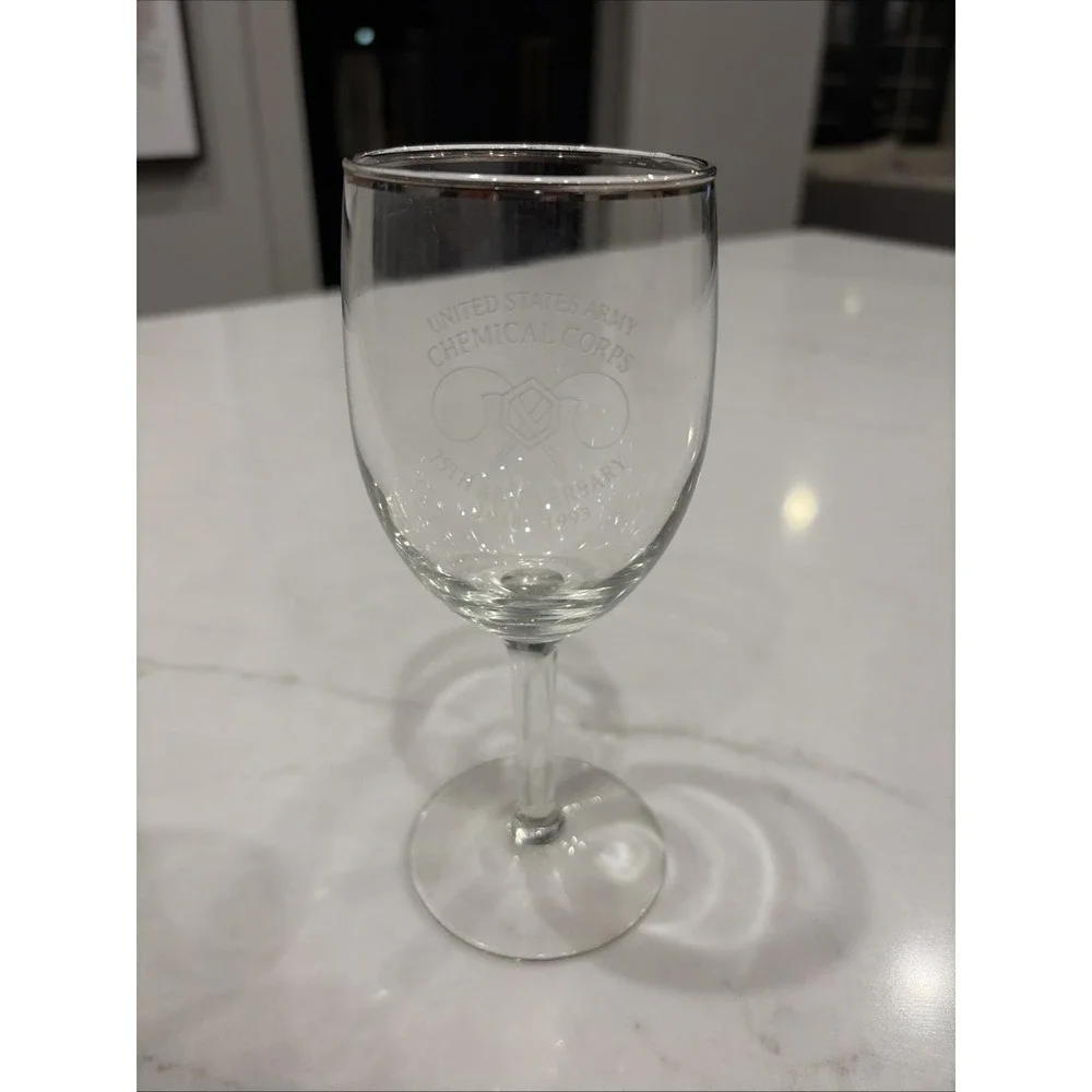 commemorative wine glass 75th Anniversary United States Army Chemical‎ corps '93